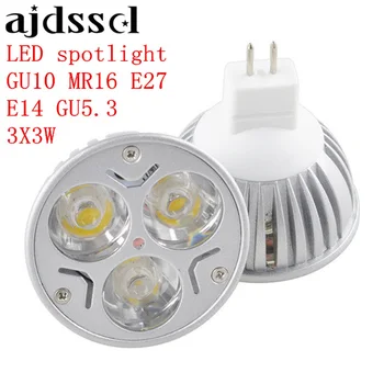 LED spot MR16 AC ve DC12V Yüksek Güç Lampada E27 GU10 E14 GU5. 3 ıs110v / 220 v ampuller Kısılabilir 3X3 W Led lamba ışığı Kısılabilir