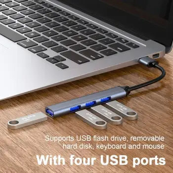 Lemorele USB Hub Tipi C Hub USB3.0 OTG 4 Port USB C HUB Çok Splitter Adaptörü Laptop Aksesuarları İçin Macbook