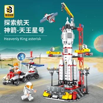 LHCX Shenzhou Roket ile Uyumlu çocuk Bulmaca DIY Montaj Yapı Taşları Erkek Çocuk Oyuncakları ve Havacılık Serisi