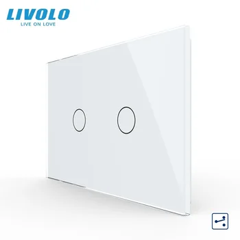 Livolo ABD / AU standart, duvar ışık dokunmatik anahtarı, kristal cam panel, 2 Gang 2 yollu, kristal cam Panel, 10A VL-C902S-11