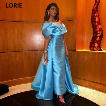 LORIE Sky Blue Mermaid Uzun balo kıyafetleri 2022 V Yaka Plise Kadınlar Örgün Parti Elbise Popüler Abiye giyim Elbiseler De Soirée