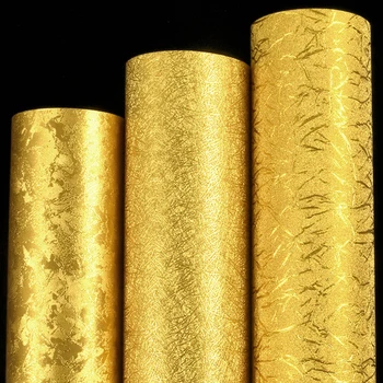 Lüks Altın Folyo Duvar Kağıdı Şerit Metalik Glitter Duvar Kağıdı Yansıtıcı KTV Bar Dekor Su Geçirmez Altın Folyo duvar kağıdı Kaplamaları