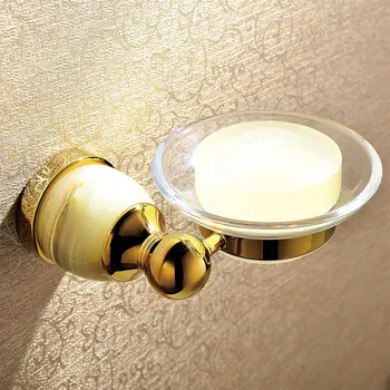 Lüks Cam ve Pirinç ve Yeşim Altın Banyo Aksesuarları Sabunluklar / altın Sabunluk / Sabunluk ev dekorasyon