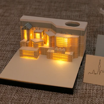 Lüks el yazısı koltuk minderi serisi Sarı Vinç Kulesi mini 3D yapıştırılan Art Deco kağıt el sanatları