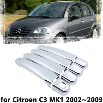 Lüks krom kapı kulp kılıfı trim koruma kapağı Citroen C3 MK1 2002~2009 Araba aksesuarı sticker 2003 2004 2005 2006