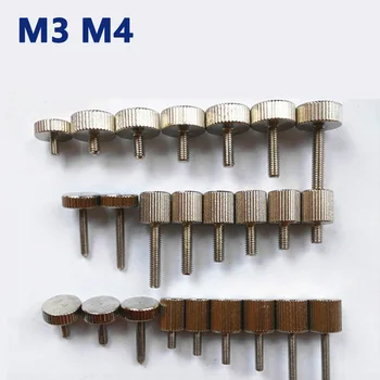 M3 M4 Başparmak vidalı cıvata Çelik Nikel Kaplama Tırtıllı Düz Kafa Tırtıllı El Vidaları Sıkın DIY bilgisayar kasası Vida Gümüş