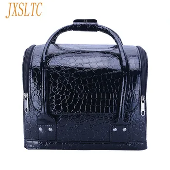 Marka deri iç 3 bölme kozmetik kutusu seyahat kozmetik güzellik saklama çantası profesyonel