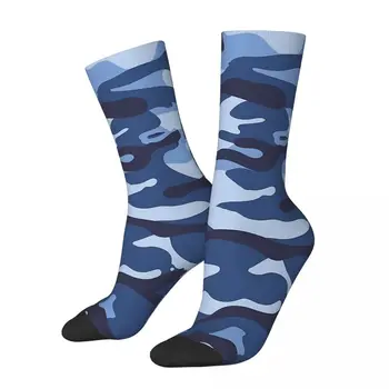 Mavi Camo Fotoğraf Baskı Kamuflaj Unisex Kış Çorap Koşu Mutlu Çorap Sokak Stili Çılgın Çorap
