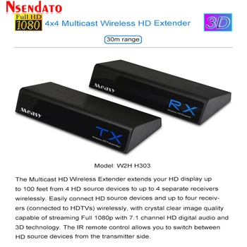 Measy W2H H303 Kablosuz HD Kablosuz İletim Genişletici 1 İn 4 Out HD Wifi Video Ses Ekran Alıcısı Verici 3D