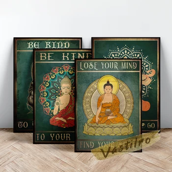 Meditasyon Buda duvar sanatı tuval yağlıboya Retro Poster Huzurlu Manevi Sanat Baskılar Ev Dekor Budizm Mandala Duvar Resmi