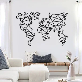 Metal duvar dekor ve sanat dünya haritası ev ofis oturma odası dekorasyon