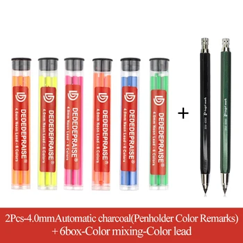 Metal Otomatik / Mekanik Kömür Kalem 4.0 mm Kalınlığında Renkli Renkli Kalem Dolum / Kurşun / Çekirdek Neon Kurşun 6 Renk Kroki Silinebilir