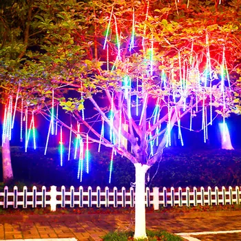 Meteor duş yağmur Led dize ışıkları sokak çelenk yılbaşı ağacı süsleri açık yeni yıl peri bahçe ışıkları Navidad