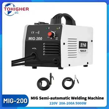 MIG Yarı otomatik kaynak makinesi İnvertör Yok Gaz Gazsız 5000W AC 220V Taşınabilir Mini Kaynakçı 20A-200A Kablo ile