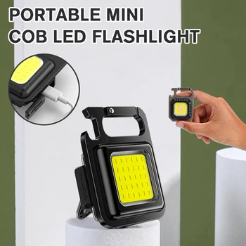 Mini LED ışıklı anahtarlık Taşınabilir COB çalışma lambası USB şarj edilebilir Meşale Tirbuşon İle Su Geçirmez Açık Kamp Lambası Fenerler