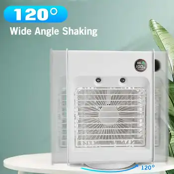 Mini Taşınabilir USB Hava Soğutma Fanı Hava Soğutucu Nemlendirici Klima Fanı 120°Salınımlı Atomizasyon Masaüstü Ev için