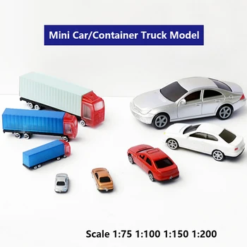 Minyatür Araba / Konteyner Kamyon Modeli Ölçeği 1: 75-1: 200 Oyuncak Araç Yapı Kum Masa Sahne Düzeni Malzeme Diorama Kitleri