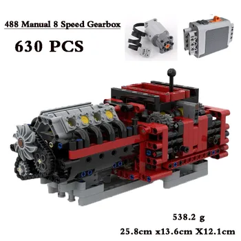 MOC-41 Yapı Taşları 488 Motor Şanzıman Motor Monte Model Oyuncak 630 ADET Yapı Taşı Oyuncak DIY Hediye doğum günü hediyesi
