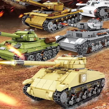 MOC Askeri Alman Kral Kaplan Ağır Tankı Modeli Yapı Taşları Ordu WW2 Asker Figürleri Adam Silah Tuğla çocuk oyuncakları Hediye