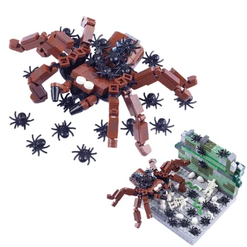 MOC Hayvan Örümcek Yapı Taşı Örümcekler Gizem Yuva Kafatası Cadılar Bayramı Aksesuarları Kişilik Yaratıcı çocuk Oyuncakları Hediye D231