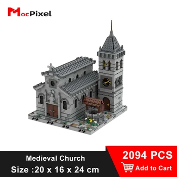 MOCPİXEL Ortaçağ Kilisesi Modüler MOC Yapı Taşları Yetişkinler İçin Mimari Modeli Araya Tuğla 2094 Adet Genç Bulmaca Oyuncak Hediye