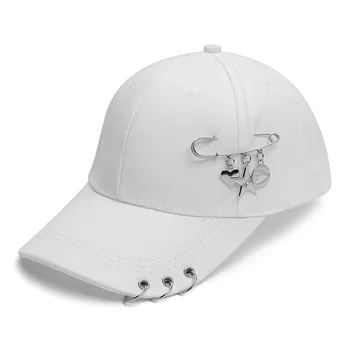 Moda Hip Hop pamuklu beyzbol şapkası Yaratıcı piercing halkası Kapaklar Punk Yetişkin Rahat Katı Ayarlanabilir Unisex Şapka Snapback Şapka