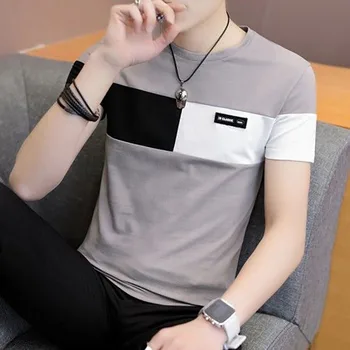 Moda O-boyun Eklenmiş Gevşek kore tişörtü erkek Giyim 2023 Bahar Yeni Casual Kazaklar Kısa Kollu Tüm Maç Tee Gömlek