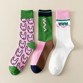Moda Pamuk Çorap Kadın Renkli Uzun Çorap Kadın komik çoraplar Kızlar Ayak Bileği Streetwear Calcetine Medias