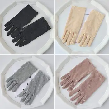 Moda Sürüş Yaz Güneş Koruyucu İnce Nefes Kısa Eldiven Güneş koruma eldivenleri Anti-Uv Eldivenler Siyah Dantel