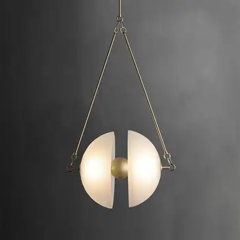 Modern Led kolye ışıkları simetrik yarım daire buzlu Cam asılı lamba yatak odası başucu Yemek Odası Dekor lambaları estetik