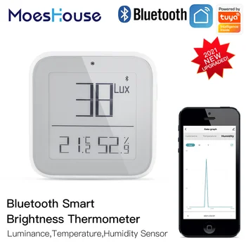 MoesHouse Akıllı Sensör Bluetooth parlaklık termometre gerçek zamanlı ışık sıcaklık ve nem Dedektörü ile Tuya Akıllı App