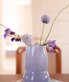 Mor kabarcık cam vazo modern basit ev dekorasyon masaüstü topraksız çiçek tesisat oturma odası