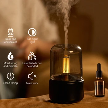 Mum ışığı AROMA YAYICI Taşınabilir Elektrikli USB Hava Nemlendirici Ev Ofis 120ml Serin Mist Maker Sisleyici ile Led Gece Lambası
