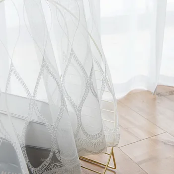 Nakış Beyaz Yeni Tasarım Havlu Nakış Sırf Perdeleri Oturma Odası için Dikey Şerit Mutfak Pencere Tül Perdeler