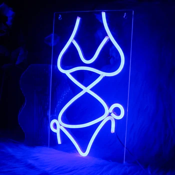 Neon LED Seksi Bikini Modeli Bayanlar akrilik Duvara Monte Bar Parti Kulübü Ev yatak odası Dükkanı reklam dekoratif ışıklar
