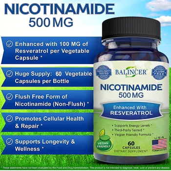 Niasinamid ve Resveratrol-B3 Vitamini Takviyesi Hapları NAD,Cilt Hücresi Sağlığı ve Enerjisini Destekler-Bağışıklığı, Beyin Sağlığını İyileştirmeye Yardımcı Olur