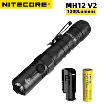 NITECORE MH12 V2 El Feneri 1200 Lümen XP-L2 V6 led ışık USB-C Şarj Edilebilir Taktik Meşale 5000mAh Pil ile NTH10 Kılıf