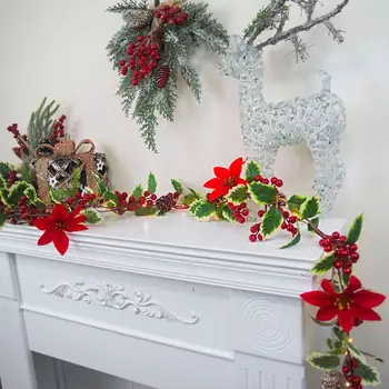 Noel Rattan Çelenk Dekoratif Noel Çelenk Yapay Noel Ağacı Rattan Afiş Asılı Dekorasyon Parti Çelenk