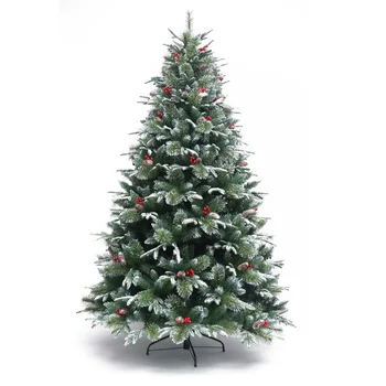 Noel süslemeleri Noel ağacı ile karışık beyaz ve kırmızı kozalaklar çam iğnesi + PE + PVC karışık otomatik ağaç