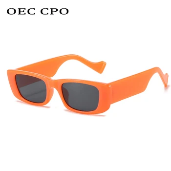 OEC CPO Vintage Kare Güneş Gözlüğü Kadın Retro Küçük Dikdörtgen güneş gözlüğü Kadın Seksi Turuncu Gözlük Erkekler İçin Lunette De Soleil