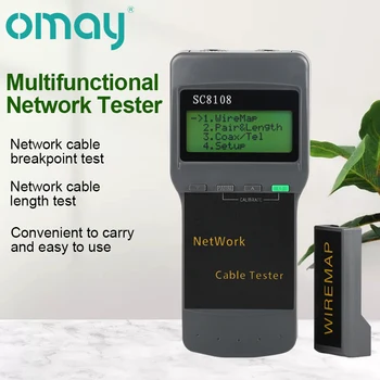 OMAY Taşınabilir LCD Ağ tester ölçer ve LAN Telefon Kablo Test Cihazı ve Metre İle LCD ekran RJ45