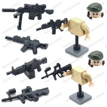 Ordu Araya Silahlar Askeri Rakamlar Asker Makineli Tabanca Yapı Taşı WW2 Aksesuarları Moc Özel Kuvvetler çocuk oyuncakları Hediyeler