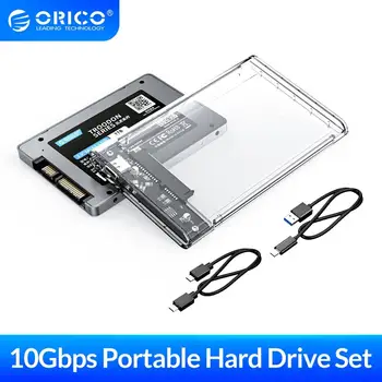 ORICO DIY Taşınabilir Katı Hal Sürücü 2.5 İnç SATA SSD SATA Şeffaf Kılıf USB 3.1 Gen2 Tip C 10Gbps harici sabit disk