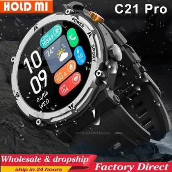 Orijinal C21 PRO akıllı saat Erkekler 1.39 inç 360 * 360 Ekran Bluetooth Çağrı Kalp Hızı Ses Asistanı IP68 100 + Spor Smartwatch