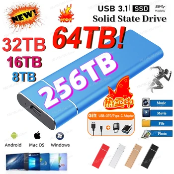 Orijinal SSD harici sabit disk 1 TB Mini Taşınabilir USB 3.1 Tip-C Yüksek Hızlı harici sabit disk Depolama Decive Laptop Mac için