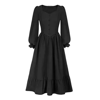 Ortaçağ Vintage Gotik V Yaka Elbise İyi Satıyor Yeni Rönesans Kırsal kadın Elbise ve Dans Platformu Peri Kostüm Kadın