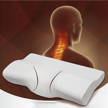 Ortopedik Lateks Manyetik 50 * 30CM Beyaz Renk Boyun Yastık Yavaş şeklini koruyan köpük Yastık Servikal Sağlık Ağrı Serbest Bırakma