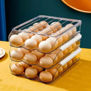 Otomatik Haddeleme Yumurta Karton Buzdolabı Çok katmanlı Yumurta saklama kutusu Mutfak Yumurta Konteyner Rahat ve Güvenli Yumurta Depolama Rafı