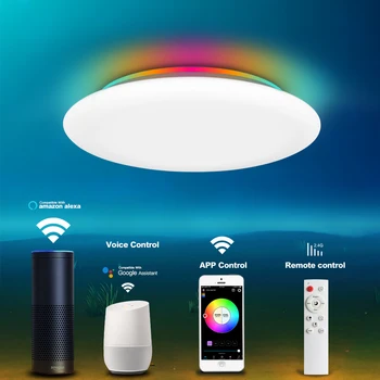 OUQI Yeni WiFi Akıllı RGB Tavan Lambası 30CM 36W kısılabilir LED Tavan Lambası APP veya Ses Kontrolü Alexa Google Asistan ile Çalışır