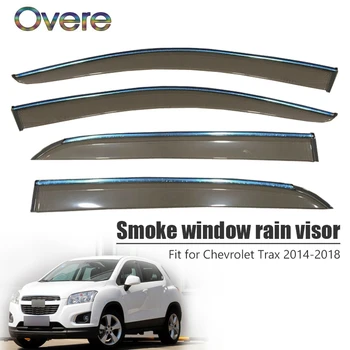 OVERE YENİ 1 Takım Duman Pencere Yağmur Visor Chevrolet Trax 2014 İçin 2015 2016 2017 2018 ABS Havalandırma Güneş Deflector Koruma Aksesuarları